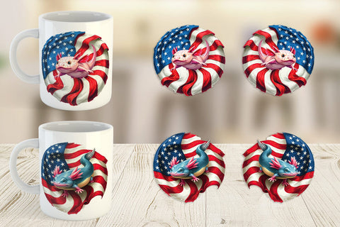 Mug Wrap Axolotl 4th of July Sublimation artnoy 