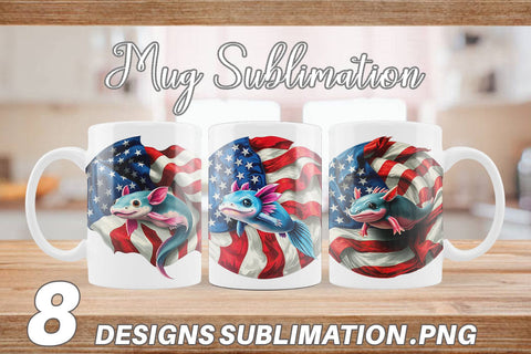 Mug Wrap Axolotl 4th of July Sublimation artnoy 