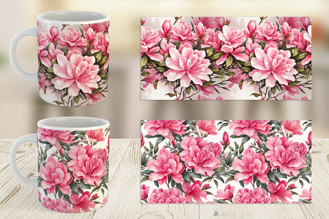 Mug Wrap Azalea Seamless Pattern Sublimation artnoy 