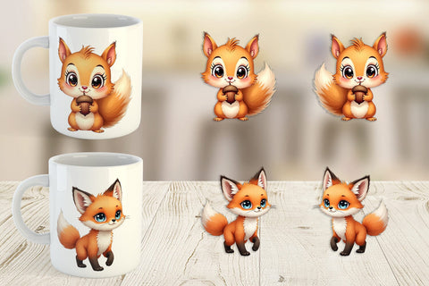 Mug Wrap Baby Forest Animals Winter Watercolor Sublimation artnoy 