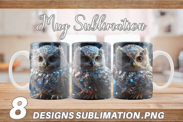 Mug Wrap Baby Owl Glitter Sublimation artnoy 