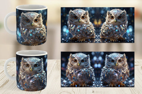 Mug Wrap Baby Owl Glitter Sublimation artnoy 