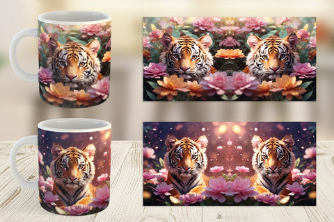 Mug Wrap Baby Tiger and Flower Sublimation artnoy 