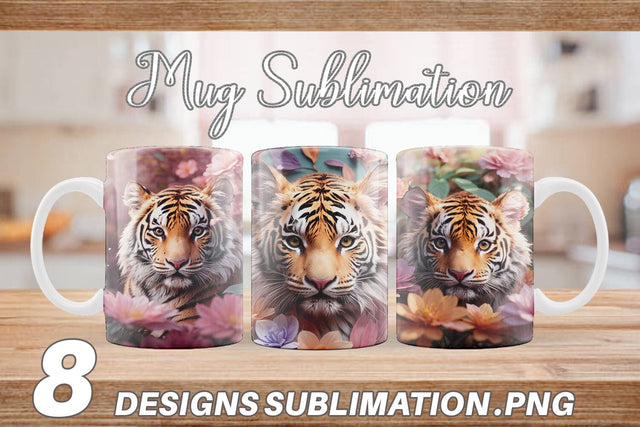 Mug Wrap Baby Tiger and Flower Sublimation artnoy 