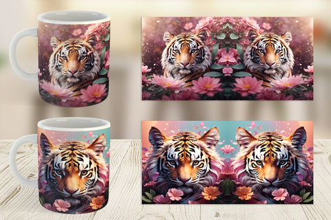 Mug Wrap Baby Tiger and Flower Sublimation artnoy 