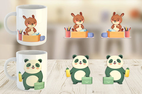 Mug Wrap Back to School Animals Sublimation artnoy 