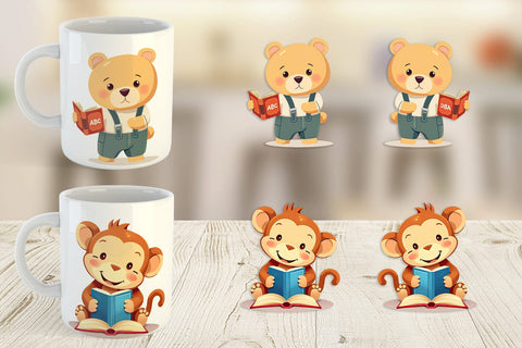 Mug Wrap Back to School Animals Sublimation artnoy 