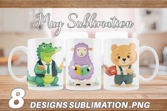 Mug Wrap Back to School Animals Sublimation artnoy 