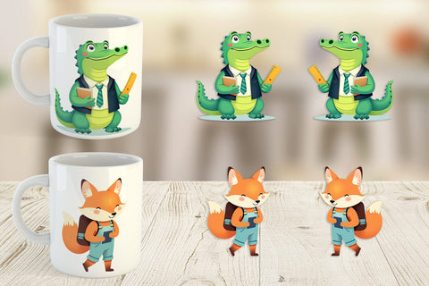 Mug Wrap Back to School Animals Sublimation artnoy 