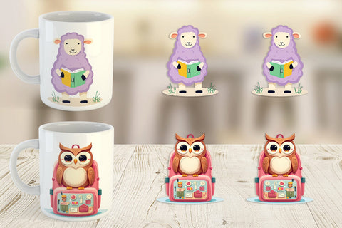 Mug Wrap Back to School Animals Sublimation artnoy 
