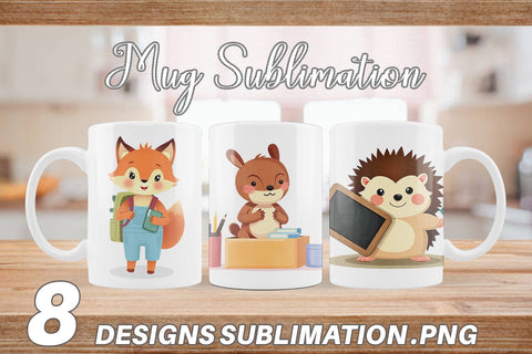 Mug Wrap Back to School Animals Sublimation artnoy 