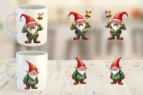 Mug Wrap Bah Humbug Gnomes: A Sarcastic Watercolor Sublimation artnoy 