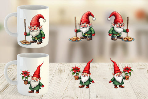 Mug Wrap Bah Humbug Gnomes: A Sarcastic Watercolor Sublimation artnoy 