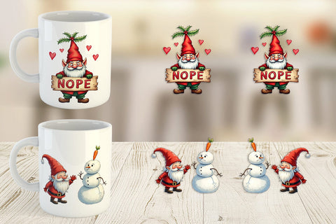 Mug Wrap Bah Humbug Gnomes: A Sarcastic Watercolor Sublimation artnoy 