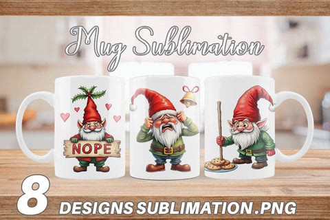 Mug Wrap Bah Humbug Gnomes: A Sarcastic Watercolor Sublimation artnoy 