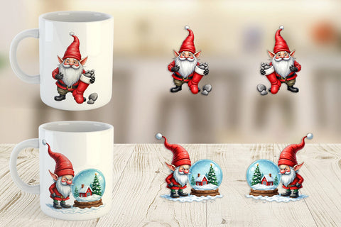 Mug Wrap Bah Humbug Gnomes: A Sarcastic Watercolor Sublimation artnoy 