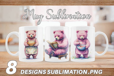 Mug Wrap Baking Mama Bear Watercolor Sublimation artnoy 