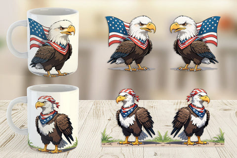 Mug Wrap Bald Eagle 4th of July Sublimation artnoy 