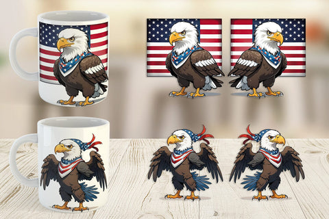 Mug Wrap Bald Eagle 4th of July Sublimation artnoy 