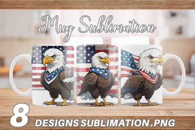Mug Wrap Bald Eagle 4th of July Sublimation artnoy 
