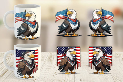 Mug Wrap Bald Eagle 4th of July Sublimation artnoy 