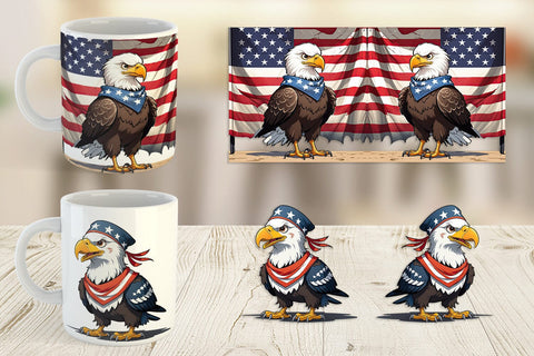 Mug Wrap Bald Eagle 4th of July Sublimation artnoy 