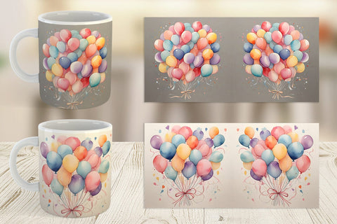 Mug Wrap Balloon Bouquet Sublimation artnoy 