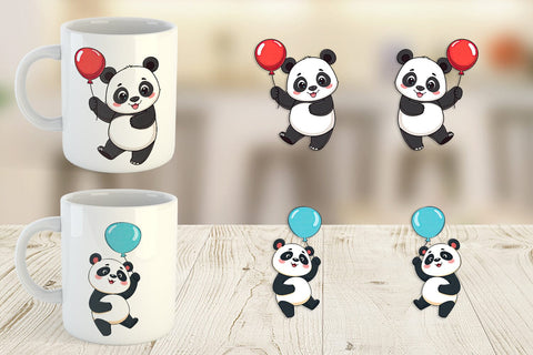 Mug Wrap Balloon Panda Sublimation artnoy 