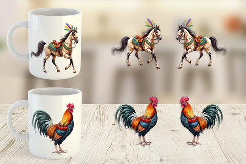 Mug Wrap Barnyard Bash Farm Animals Mardi Gras Sublimation artnoy 