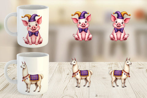 Mug Wrap Barnyard Bash Farm Animals Mardi Gras Sublimation artnoy 
