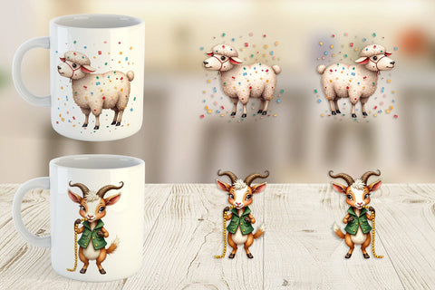 Mug Wrap Barnyard Bash Farm Animals Mardi Gras Sublimation artnoy 