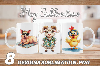 Mug Wrap Barnyard Burnout Sarcastic Summer Watercolors Sublimation artnoy 
