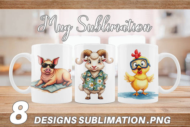 Mug Wrap Barnyard Burnout Sarcastic Summer Watercolors Sublimation artnoy 