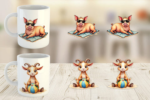 Mug Wrap Barnyard Burnout Sarcastic Summer Watercolors Sublimation artnoy 