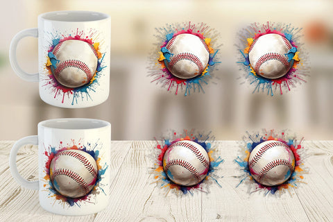 Mug Wrap Baseball Paint Splashes Sublimation artnoy 