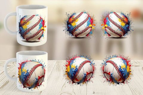 Mug Wrap Baseball Paint Splashes Sublimation artnoy 