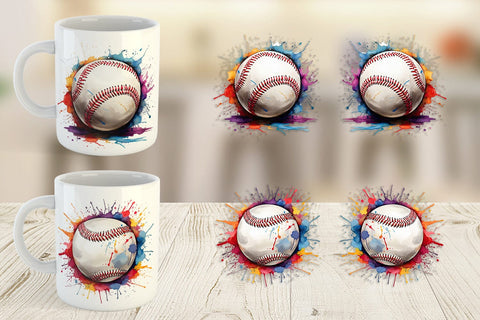 Mug Wrap Baseball Paint Splashes Sublimation artnoy 