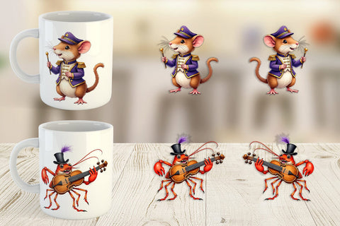 Mug Wrap Bayou Jazz Mardi Gras Animals Watercolor Sublimation artnoy 
