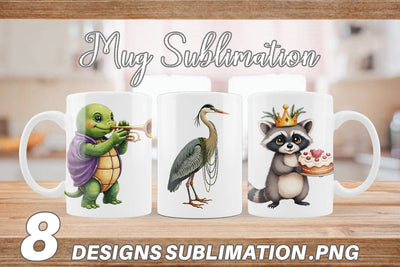 Mug Wrap Bayou Jazz Mardi Gras Animals Watercolor Sublimation artnoy 