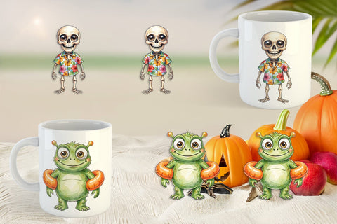 Mug Wrap Beach Boo Bash Summerween Watercolor Sublimation artnoy 