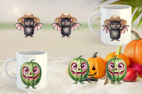 Mug Wrap Beach Boo Bash Summerween Watercolor Sublimation artnoy 