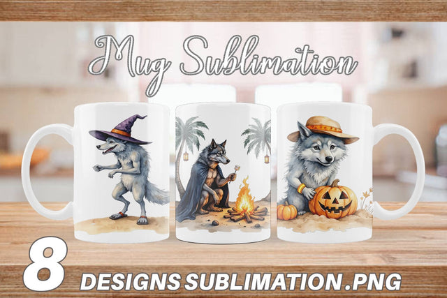 Mug Wrap Beachy Werewolf Howls Sublimation artnoy 