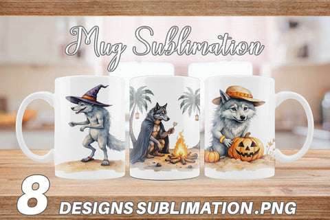 Mug Wrap Beachy Werewolf Howls Sublimation artnoy 