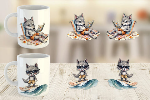 Mug Wrap Beachy Werewolf Howls Sublimation artnoy 