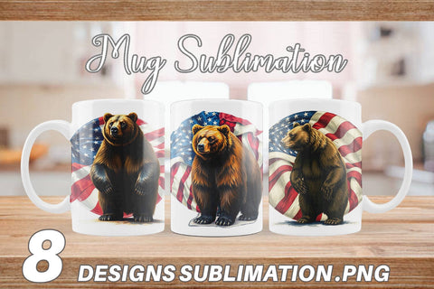 Mug Wrap Bear 4th of July Sublimation artnoy 