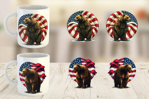 Mug Wrap Bear 4th of July Sublimation artnoy 