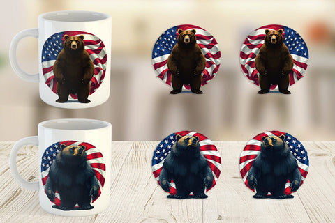 Mug Wrap Bear 4th of July Sublimation artnoy 