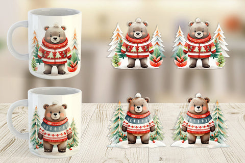 Mug Wrap Bear Christmas Sublimation artnoy 