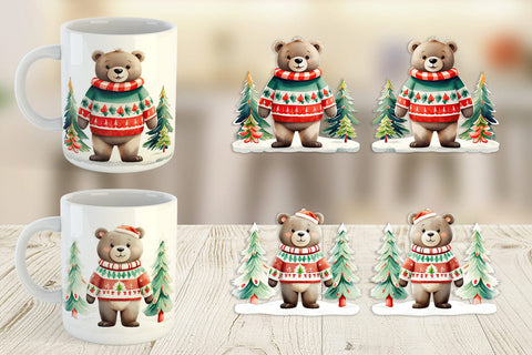 Mug Wrap Bear Christmas Sublimation artnoy 