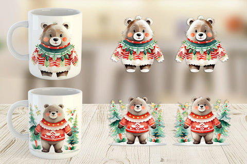 Mug Wrap Bear Christmas Sublimation artnoy 
